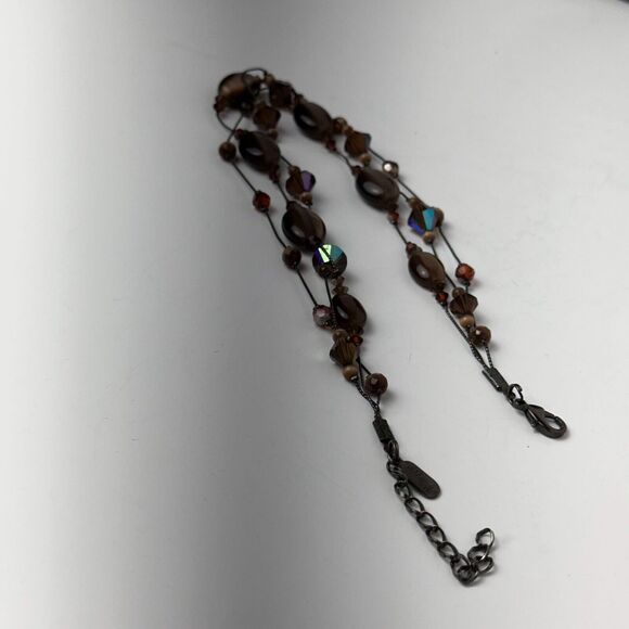 Dabby Reid Copper Tone Chain Beaded Statement Necklace Multi Strand Jewelry - Picture 13 of 16